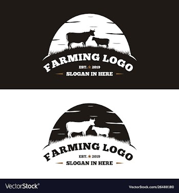 Vintage cattle and angus emblem label logo design vector image