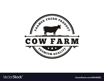 Vintage cattle and beef logo design vector image
