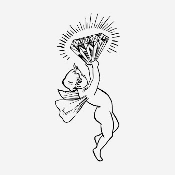 Vintage cherub holding diamond hand | Free Photo - rawpixel