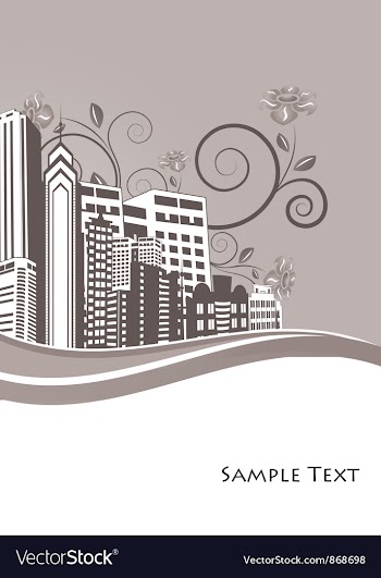 Vintage city background with floral vector image