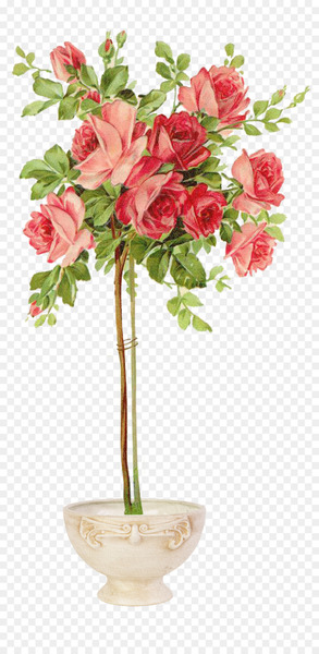 Vintage clothing Rose Shabby chic Easter postcard - flower pot 