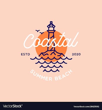 vintage coastal beach logo design template