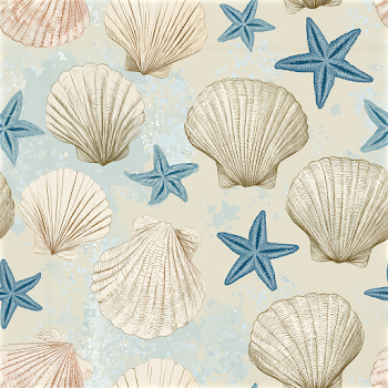 Vintage Coastal Seashell and Starfish Pattern