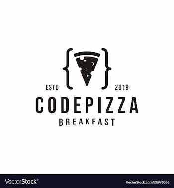 Vintage code pizza logo design vector image