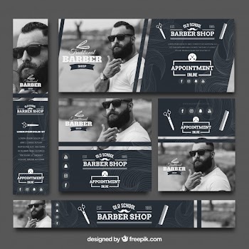 Vintage collection of barbershop banner Free Vector