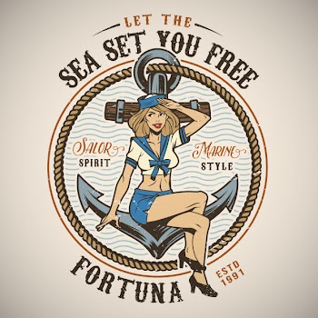 Vintage colorful marine logo Free Vector