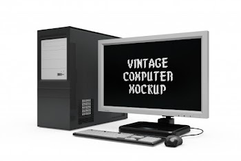 Vintage computer mock-up isolated Free Psd
