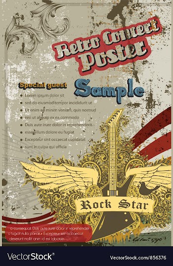  					Vintage concert poster vector image														