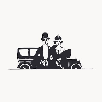 Vintage couple arriving event clipart | Free Vector - rawpixel