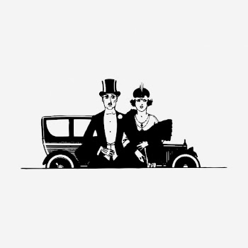 Vintage couple arriving event drawing. | Free Photo - rawpixel
