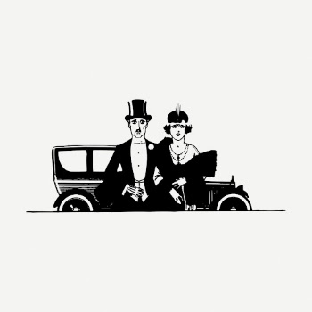 Vintage couple arriving event drawing | Free PSD - rawpixel