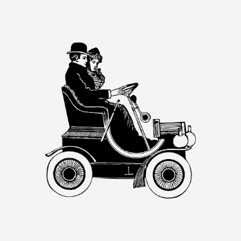 Vintage couple driving automobile illustration. | Free Photo - rawpixel