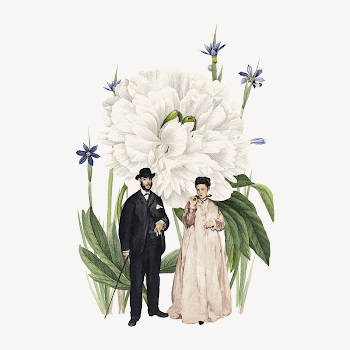Vintage couple illustration, botanical remix | Free Photo - rawpixel