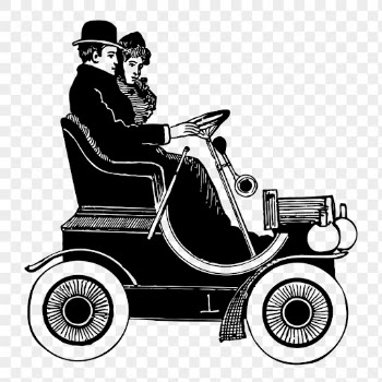 Vintage couple png driving automobile | Free PNG - rawpixel