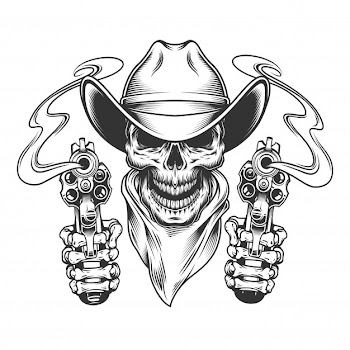 Vintage cowboy skull in neck scarf Free Vector