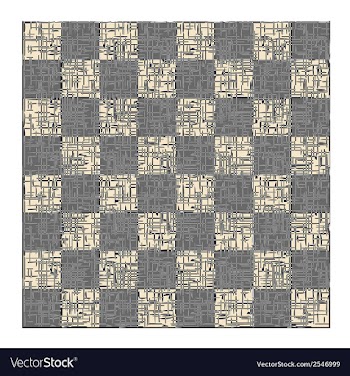 Vintage crack old scratched empty chess board vector image