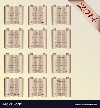Vintage Curly Calendar for 2014 vector image