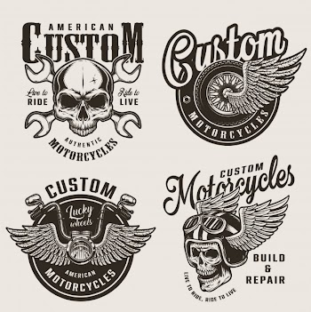 Vintage custom motorcycle emblems Free Vector