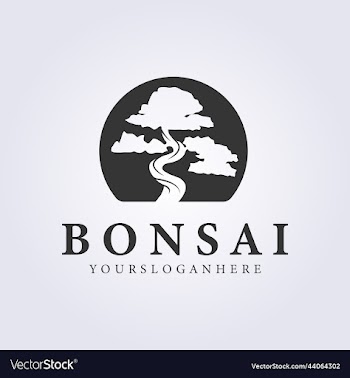 vintage cut out bonsai logo design