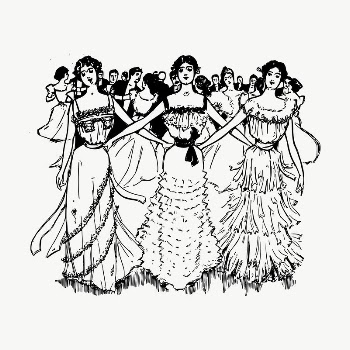 Vintage dancers drawing, illustration vector. | Free Vector - rawpixel