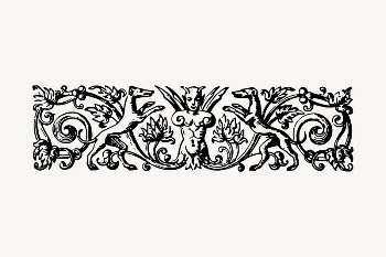 Vintage decorative clipart, black and | Free Vector Illustration - rawpixel