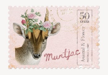 Vintage deer postage stamp, animal | Free PSD - rawpixel