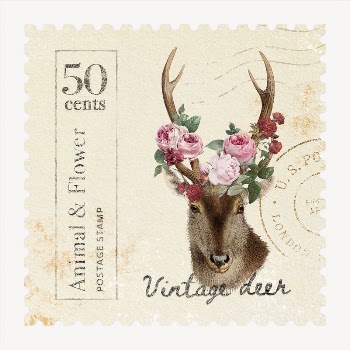 Vintage deer postage stamp, animal | Free PSD - rawpixel