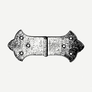 Vintage door hinge drawing, object | Free PSD - rawpixel