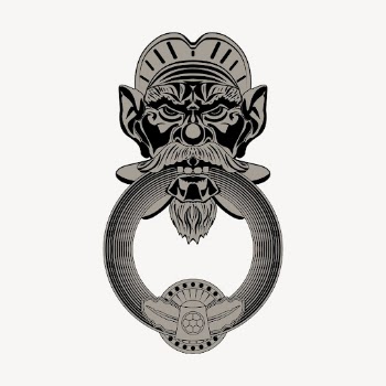 Vintage door knocker clipart, collage | Free PSD - rawpixel