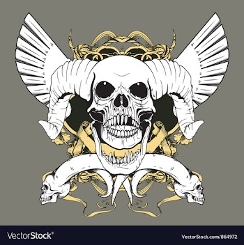 Vintage emblem with animal skull vector image