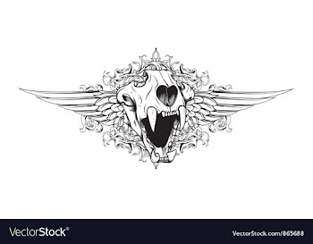 Vintage emblem with animal skull vector image