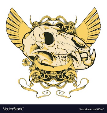 Vintage emblem with animal skull vector image
