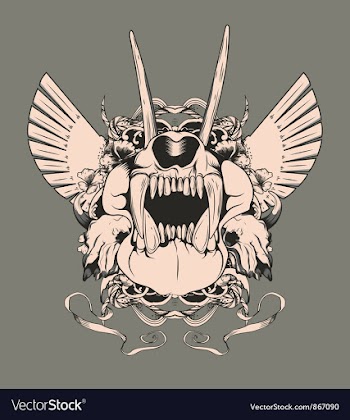 Vintage emblem with animal skull vector image