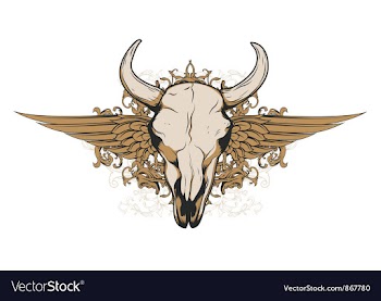 Vintage emblem with animal skull vector image