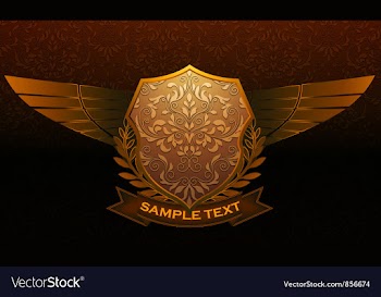 Vintage emblem with damask background vector image