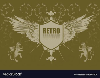 Vintage emblem with floral background vector image