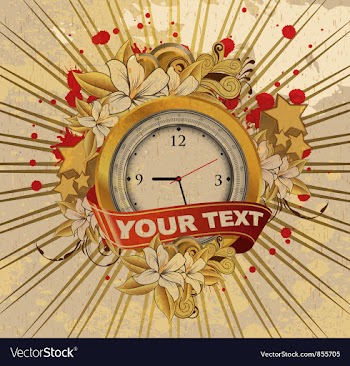 Vintage emblem with gold clock vector image