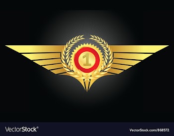 Vintage emblem with gold wings vector image