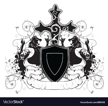 Vintage emblem with shield vector image