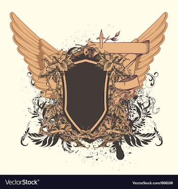Vintage emblem with shield vector image