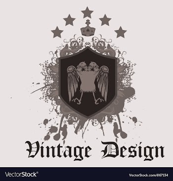 Vintage emblem with shield vector image