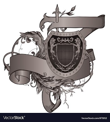 Vintage emblem with shield vector image