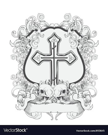 Vintage emblem with skulls vector image