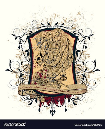 Vintage emblem with skulls vector image