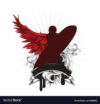 Vintage emblem with surfer vector image