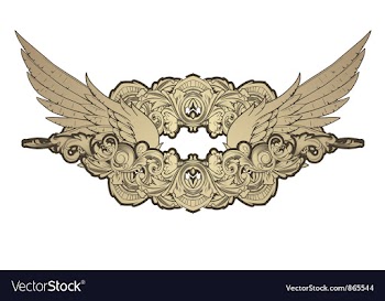Vintage emblem with wings and floral vector image