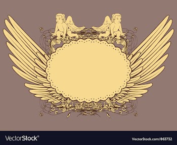 Vintage emblem with wings vector image