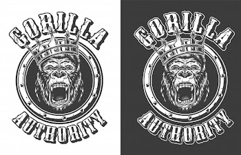 Vintage ferocious gorilla king round emblem Free Vector