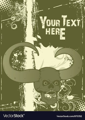 Vintage floral background with skull vector image