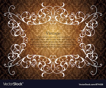 Vintage floral frame with damask background vector image